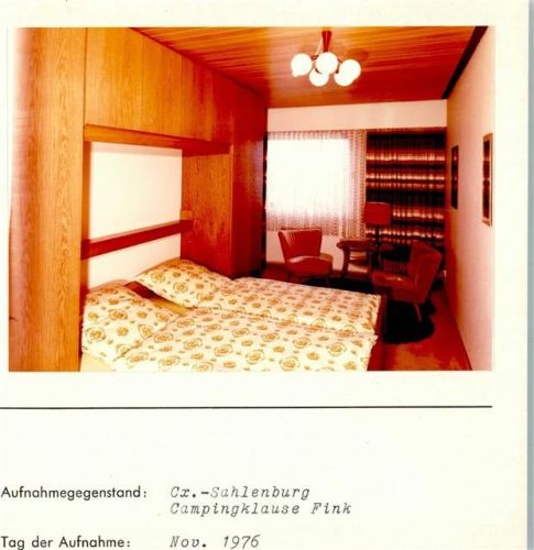 Sahlenburg Camping-Klause Fink Innenaufnahme Doppelzimmer Foto montiert auf Karton