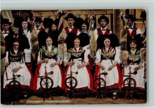 Elsass - Bauernspinnstube, Berufe , Trachten 1916 AK