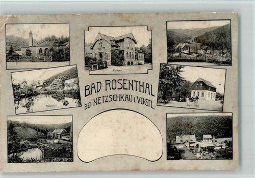 Netzschkau 1906 Kurhaus Logir-Haus Teichpartie Mehrfachaufnahme Bad Rosenthal