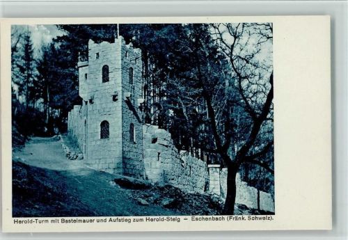 Eschenbach Herold-Turm mit Basteimauer und Aufstieg zum Herold-Steig Nr. 8 Serie Herold-Nadel