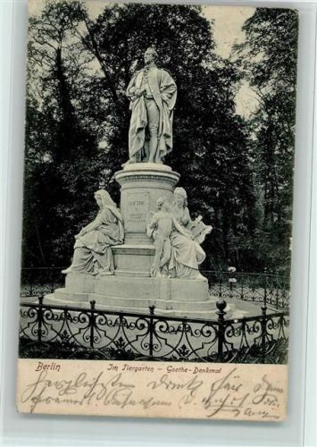 Berlin Mitte 1905 Goethe-Denkmal Im Tiergarten