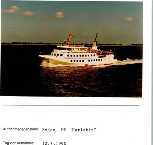 Borkum MS Harlekin Foto montiert auf Karton