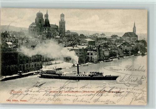 Passau 1902 Abfahrt des Salondampfers Kronprinz Rudolph