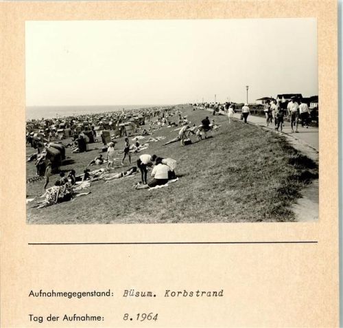 Büsum Korbstrand Foto montiert auf Karton