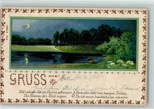 1900 Gruss aus - Holzbrandimitation , Vers: Nur ich muß Ansichtskarten schreiben
