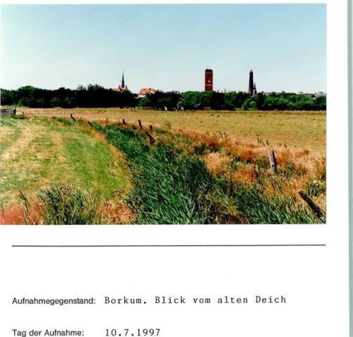 Borkum Blick vom alten Deich Foto montiert auf Karton