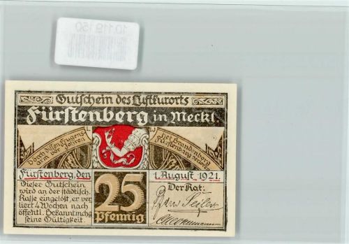 Fürstenberg Notgeld 25 Pf. Flussfahrt mit Dampfer