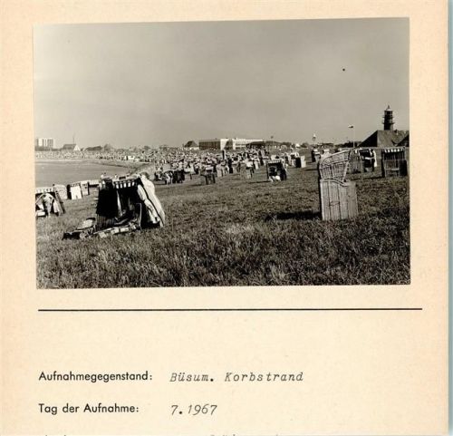 Büsum Korbstrand Foto montiert auf Karton
