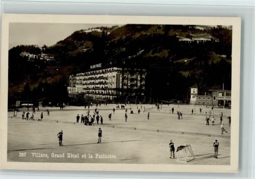 Villars-sur-Ollon 1920 Grand Hotel et la Patinoire, Eisbahn, Wintersport , sehr gute Erhaltung AK