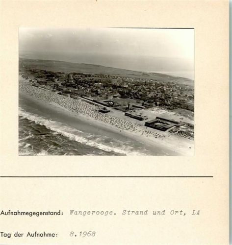 Wangerooge Luftaufnahme Strand und Ort Foto montiert auf Karton