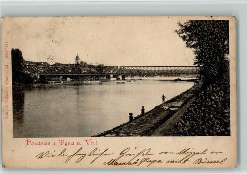 Tyn nad Vltavou 1900 Partie an der Brücke