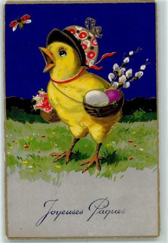 1933 Verlag EAS 1281 - Joyeuses Paques, Ostern, Küken u. Marienkäfer AK