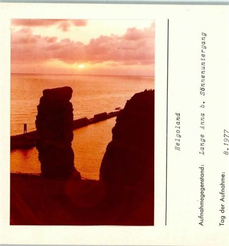 Helgoland Lange Anna bei Sonnenuntergang Foto montiert auf Karton