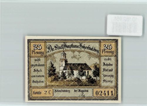 Hohenfriedeberg Notgeld Protest. Kirche