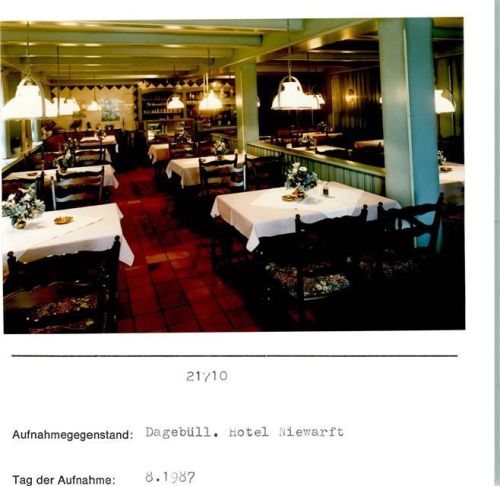 Dagebüll Hotel Niewarft Innenaufnahme Speisesaal Foto montiert auf Karton