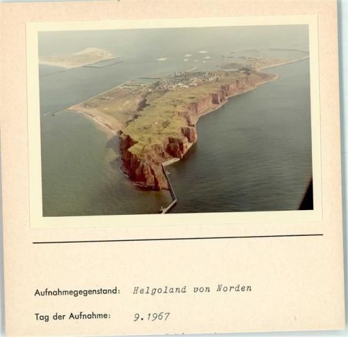 Helgoland Luftaufnahme von Norden Foto montiert auf Karton