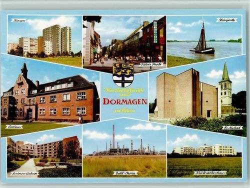 Dormagen Stadtwappen Erdöl Chemie Segelboot Krankenhaus Fehldruck s. Rückseite