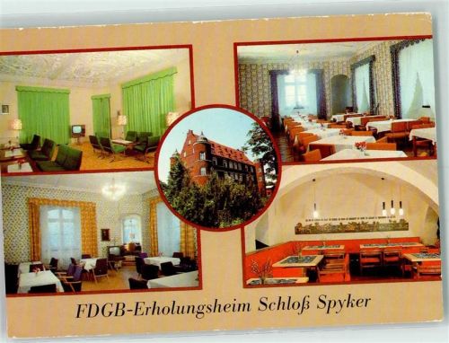 Glowe Rückseite mit Abschürfungen bzw Kleberesten FDGB Erholungsheim Schloss Spyker