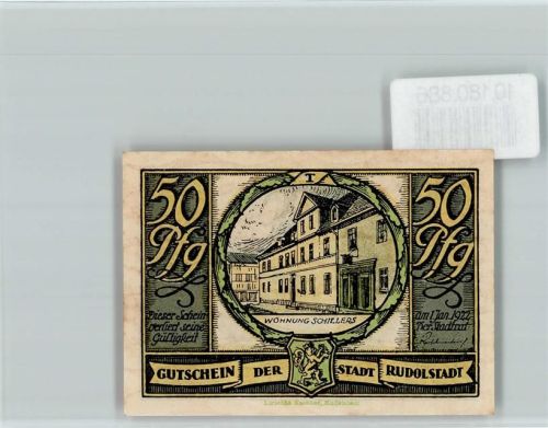 Rudolstadt Notgeld Wohnung Schillers Garbe Tanzendes Pärchen Schnitter