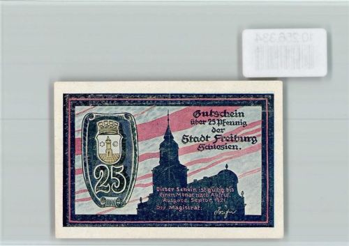 Freiburg i. Schles. Notgeld Stadtwappen Sodaten
