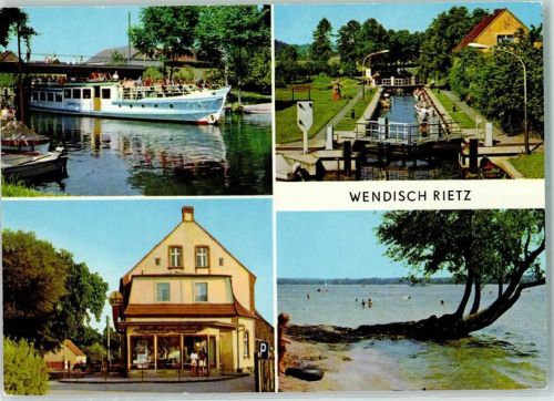 Wendisch Rietz Rückseite mit Abschürfungen bzw Kleberesten Scharmützelsee Schiff