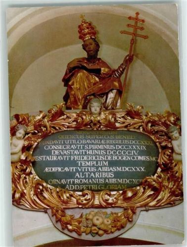 Oberalteich Rückseite mit Abschürfungen bzw Kleberesten Klosterkirche Inschriftsschild