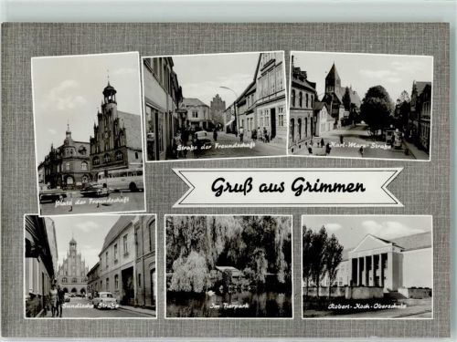 18507 O2320 Grimmen - Platz der Freundschaft Straße der Freundschaft Karl-Marx-Straße Sundische Straße Im Tierpark Robert-Koch-Oberschule Rückseite mit Abschürfungen bzw Kleberesten