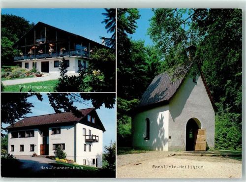 Kösching Canisiushof Schulungsheim Max-Brunner-Haus Parallele-Heiligtum Rückseite mit Abschürfungen bzw Kleberesten