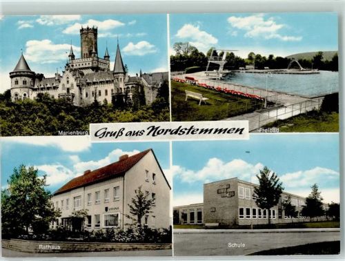 Nordstemmen Rückseite mit Abschürfungen bzw Kleberesten Marienburg Rathaus