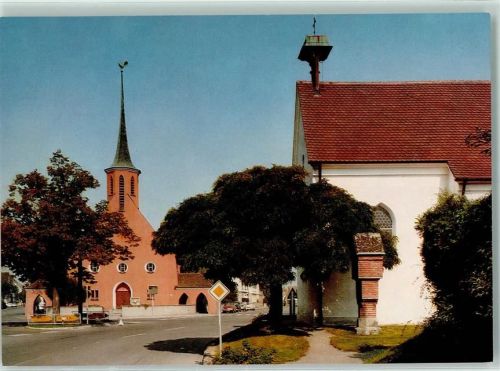 Saulgau Rückseite mit Abschürfungen bzw Kleberesten Ev. Kirche und Kreuzkapelle