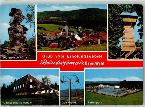Bischofsmais Rückseite mit Abschürfungen bzw Kleberesten Teufelstisch Geiskopfhütte Geiskopf Sesselbahn Schwimmbad
