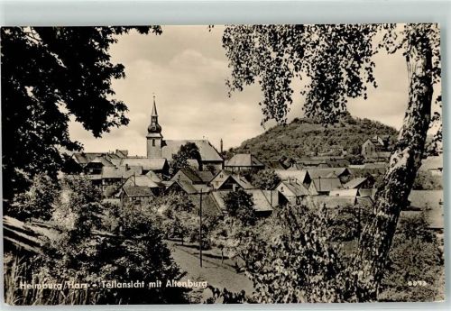 Heimburg Teilansicht mit Altenburg Rückseite mit Abschürfungen bzw Kleberesten