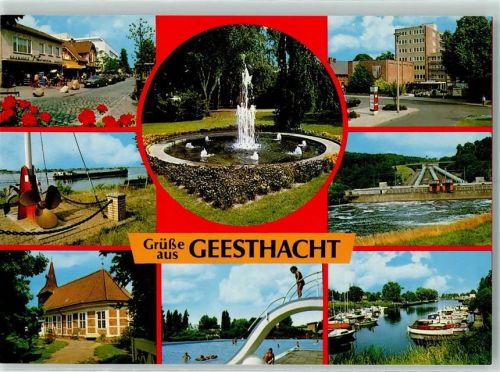 Geesthacht Rückseite mit Abschürfungen bzw Kleberesten Springbrunnen Schwimmbad