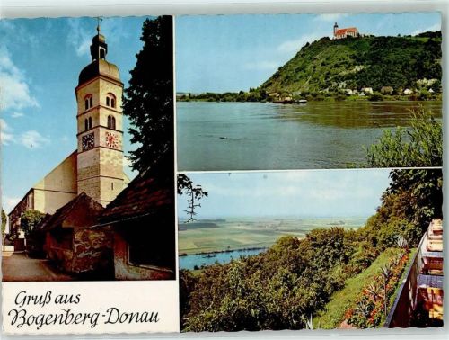 Bogenberg Rückseite mit Abschürfungen bzw Kleberesten Berggasthaus zu Schönen Aussicht