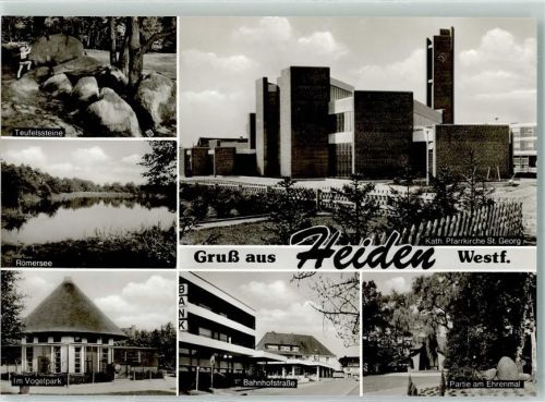 Heiden Rückseite mit Abschürfungen und Kleberesten Teufelssteine Römersee Im Vogelpark Kath. Pfarrkirche St. Georg Bahnhofstraße PArtie am Ehrenmal