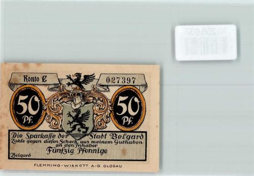 Belgard an der Persante Notgeld 50 Pfennig