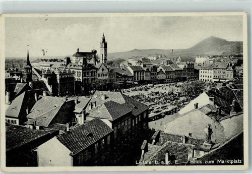 Litomerice Blick zum Marktplatz Marktszene
