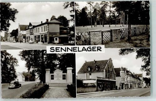 Sennelager Rückseite mit Abschürfungen und Kleberesten Ehrenmal VW-Käfer