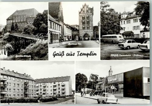 Templin Goethe Schule Berliner Tor FDGB-Ferienheim Aufbau Rückseite mit Abschürfungen bzw Kleberesten