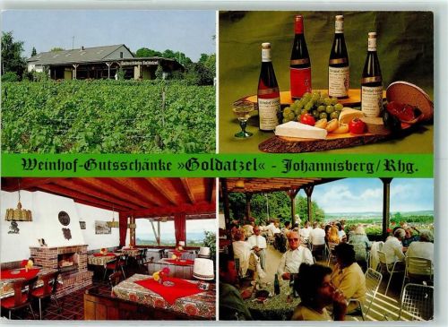 Johannisberg Weinhof Gutsschänke Goldatzel Rückseite mit Abschürfungen bzw Kleberesten