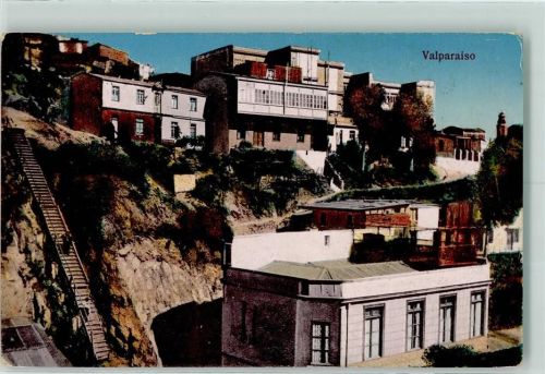 Valparaiso 1909 Häuser am Hang AK