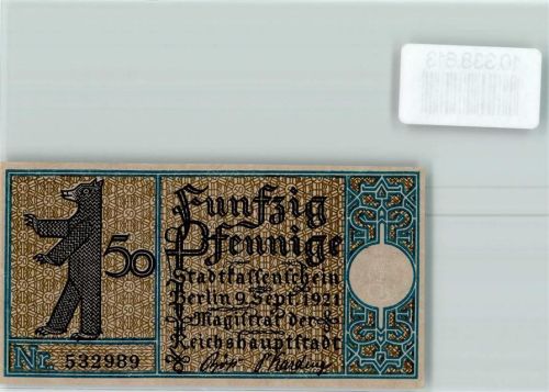 Weißensee 50 Pfennig Notgeld Berliner Bär Postkutsche
