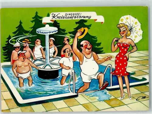 Kur Humor Wassertreten sign. C. Marker AK