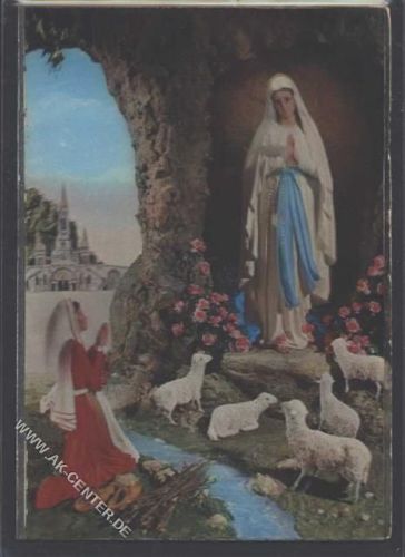 Lourdesgrotte Maria Schafe Rosen Anbetung R-104