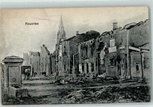 Rouvres 1915 Feldpost WK I Kirche zerstörte Häuser