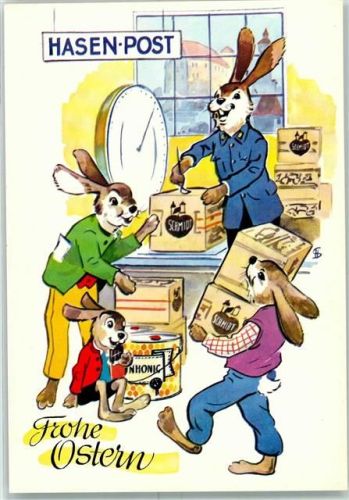 Nürnberg Hasenpost vermenschlicht Werbung Otto Schmidt Lebkuchenfabrik Nürnberg