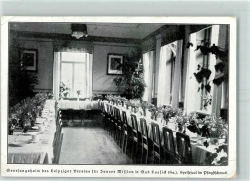 Bad Lausick Genesungsheim Speisesaal im Pfingstschmuck