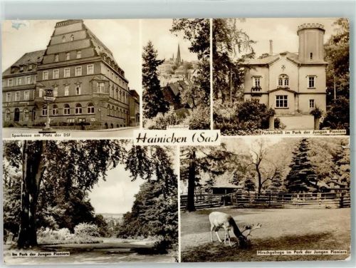 09661 O9260 Hainichen , Sachs - Parkschloß Sparkasse Park der Jungen Pioniere Hirschgehege