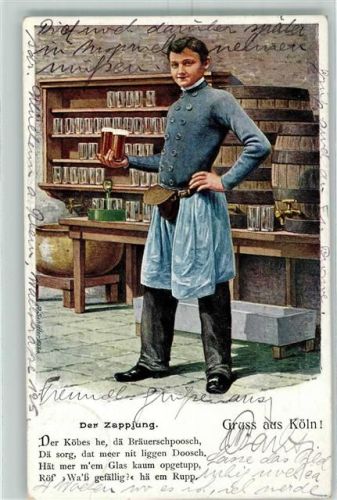 Köln Stadt 1904 Gedicht Der Zappjung Bierfass Biergläser