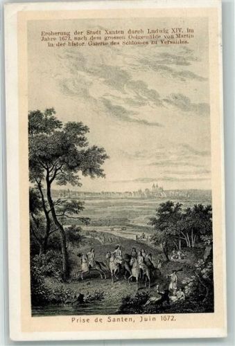 Xanten 1672 Eroberung der Stadt durch Ludwig XIV nach dem Oelgemälde von Martin in der histor. Galerie des Schlosses zu Versailles